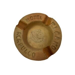 Vintage Earthy natural clay HOTEL ELCANO AVAPULCO souvenir ash tray collectible